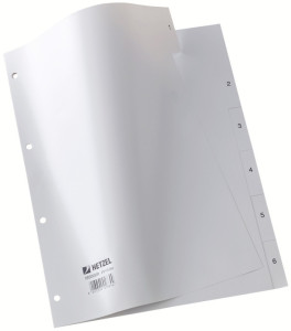 HETZEL intercalaires en plastique, chiffres, A4, 1-6, PP,