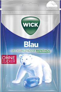 WICK Blau Hustenbonbon Menthol, zuckerfrei, 72 g Packung