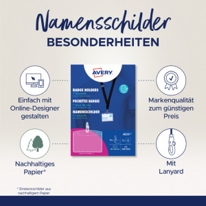 AVERY Porte-badges, 90 x 60 mm, avec tour de cou