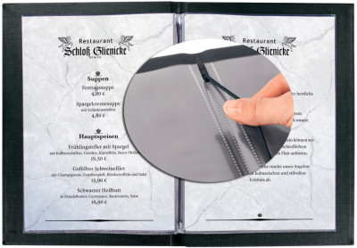 Chemises de menu Sigel MENU, DIN A4, anthracite, boîte de 10