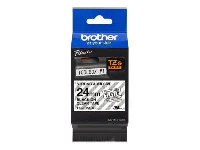 Brother : TZE-S151 LAMINATED tape 24MM 8M NOIR/TRANSPARENT