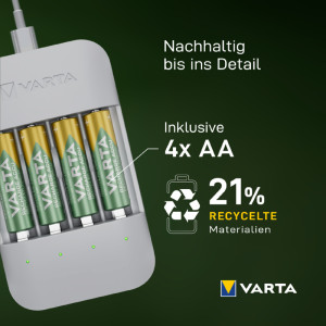 VARTA Chargeur ECO Charger Pro Recycled, avec 4x Micro AA