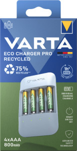 VARTA Chargeur ECO Charger Pro Recycled, avec 4x Micro AAA