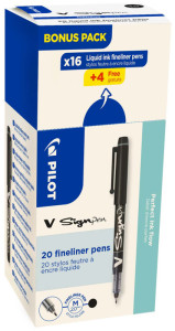 PILOT Stylo feutre V Sign Pen, VALUE PACK, noir