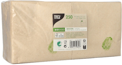 PAPSTAR Serviettes coktail, 240 x 240 mm, naturel