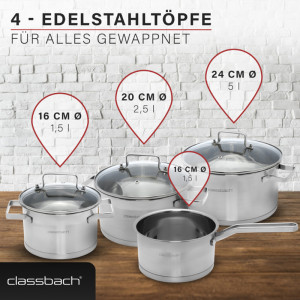 classbach Kochtopfset C-KTS 4016, 7 pièces, acier inoxydable