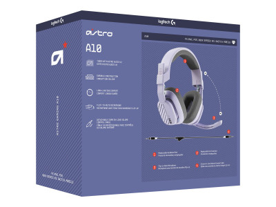 Logitech : ASTRO A10 WIRED HEADSET OVER-EAR/3.5MM - ASTEROID / LILA