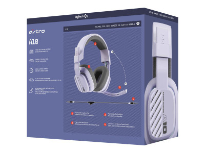 Logitech : ASTRO A10 WIRED HEADSET OVER-EAR/3.5MM - ASTEROID / LILA