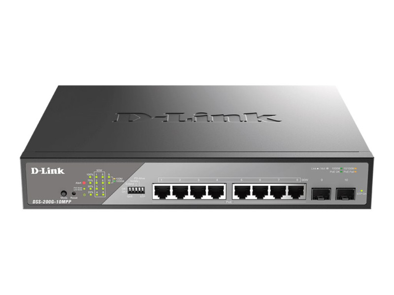 D-Link : 10-PORT DESKTOP GIGABIT POE SURVEILLANCE SWITCH 242W POE