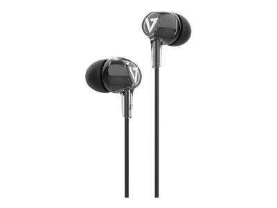V7 : STEREO EARBUDS W/INLINE MIC 3.5MM 1.2M cable BLACK