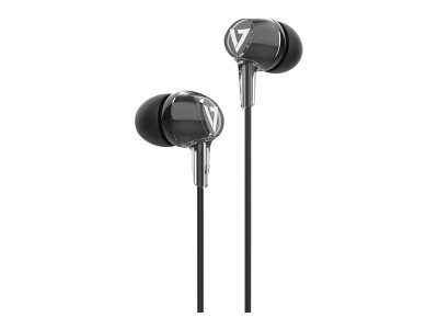 V7 : STEREO EARBUDS W/INLINE MIC 3.5MM 1.2M cable BLACK