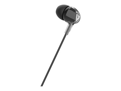 V7 : STEREO EARBUDS W/INLINE MIC 3.5MM 1.2M cable BLACK
