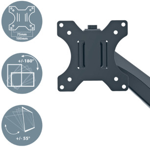 LEITZ Bras double pour écrans Ergo Dual, gris foncé