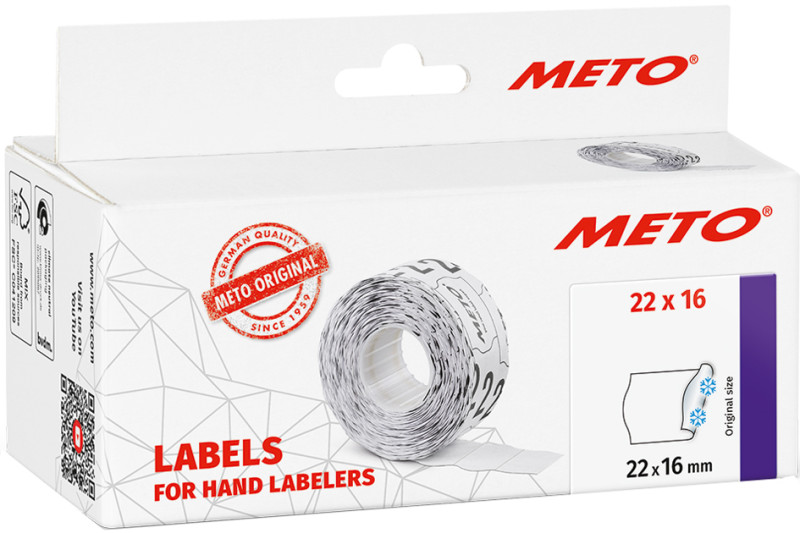 Meto Set d'étiquettes de prix Basic S - prix, date, date de péremption (1  ligne, 8 chiffres pour étiquettes 22 x 12 mm, prêt pour une utilisation