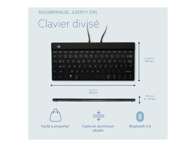 R-Go Tools : R-GO SPLIT BREAK ERGONOMIC KEYBOARD AZERTY (FR) BLUETOOTH B
