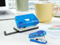 LEITZ Kit agrafeuse et perforateur, bleu transparent