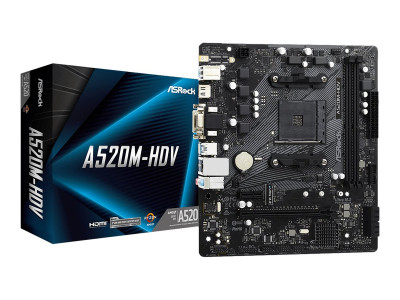 ASRock : A520M-HDV AM4 2 DDR4 4XSATA ULTRA M.2 6XUSB PORTS 7.1 CH HD (ci9g10)