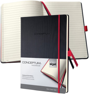Carnet de notes Sigel Conceptum, DIN A4, quadrillé, noir/rouge
