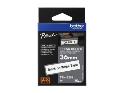 Brother TZE-S261 ruban laminé P-Touch 36mm 8M Adhésif extra fort Noir sur Blanc