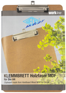 WEDO Klemmbrett, aus Hartfaser-Holz, DIN A4 hoch