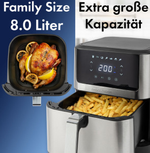 PROFI COOK Heißluft-Fritteuse PC-FR 1269 H, 8 Liter, schwarz