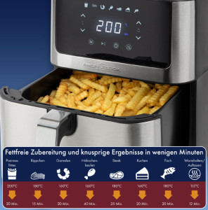 PROFI COOK Heißluft-Fritteuse PC-FR 1269 H, 8 Liter, schwarz