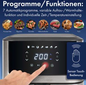 PROFI COOK Heißluft-Fritteuse PC-FR 1269 H, 8 Liter, schwarz