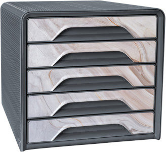 CEP Bloc de classement mineral, 5 tiroirs, marbre rose