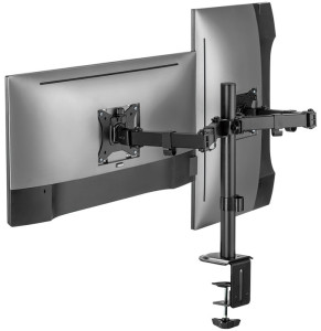 Bras double d'écran LogiLink, longueur : 376 mm, noir