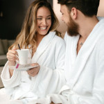 HYGOSTAR Peignoir de bain à col châle, taille S, blanc HYGOSTAR Peignoir de bain à col châle, taille S, blanc