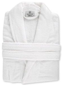 HYGOSTAR Peignoir de bain à col châle, taille L, blanc