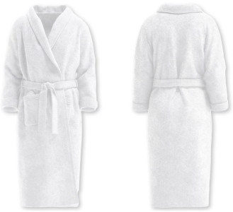 HYGOSTAR Peignoir de bain à col châle, taille L, blanc