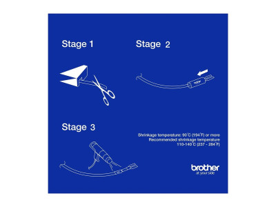 Brother HSe-221E Ruban thermorétractable Noir sur blanc 9,0 mm x 1,5 m
