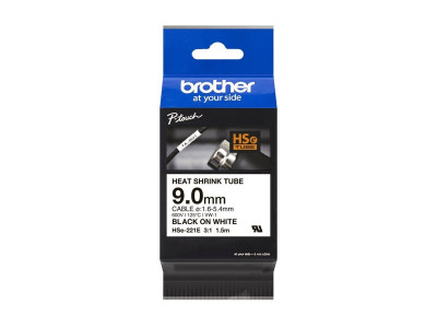 Brother HSe-221E Ruban thermorétractable Noir sur blanc 9,0 mm x 1,5 m