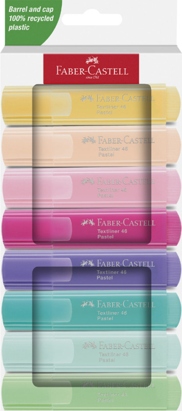 FABER-CASTELL Surligneur TEXTLINER 46 PASTEL, étui de 4