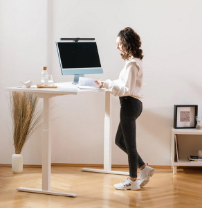 Bureau assis/debout Topstar, (l) 1 600 mm, Gris, Blanc