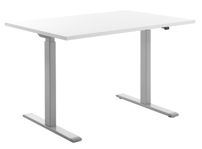 Bureau assis/debout Topstar, (l) 1 600 mm, Gris, Blanc
