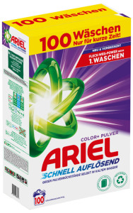 ARIEL Lessive en poudre Color+, 6 kg - 100 lavages