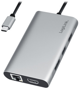 LogiLink Docking station USB 3.2 (gén.1), USB-C, 8 ports