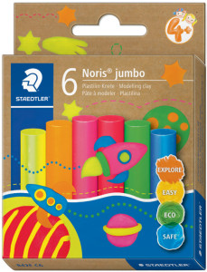 STAEDTLER Pâte à modeler plastiline Noris jumbo, 6 couleurs