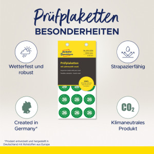 AVERY Zweckform Prüfplaketten, 2026, Vinyl, grün, 30 mm