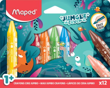 Maped Crayon cire JUNGLE fever JUMBO, étui en carton de 12