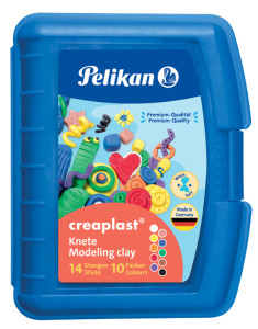 Pâte à modeler Pelikan Creaplast pour enfants, boîte de 14 marqueurs, bleue
