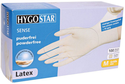 HYGOSTAR Latex-Handschuh Sense, XL, natur, puderfrei