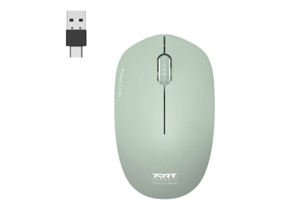 Port Technology : WIRELESS MOUSE OLIVE COLOR 3 BUTTONS et SCROLL WHEEL DUAL US