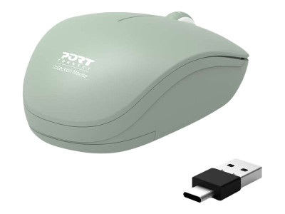 Port Technology : WIRELESS MOUSE OLIVE COLOR 3 BUTTONS et SCROLL WHEEL DUAL US