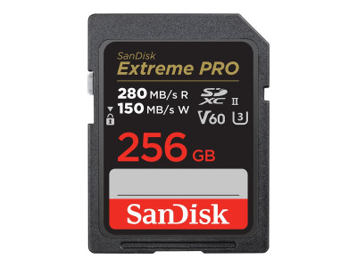 SANDISK : PRO 256GB V60 UHS-II SD CARDS 280/100MB/S V60 C10 UHS-II