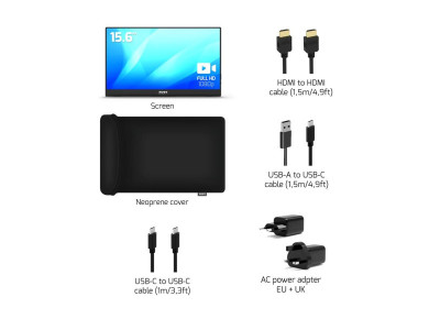 Port Technology : 15.6IN LCD 1920X1080 16:9 5MS NOMAD SCREEN HDMI/USB/USB-C