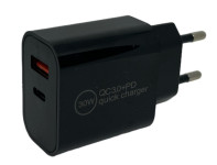 Chargeur USB-C IWH, 1 x USB-A / 1 x USB-C, 30 W, noir Chargeur USB-C IWH, 1 x USB-A / 1 x USB-C, 30 W, noir