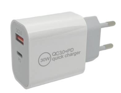 IWH USB-C-Ladegerät, 1x USB-A / 1x USB-C, 30 Watt, schwarz